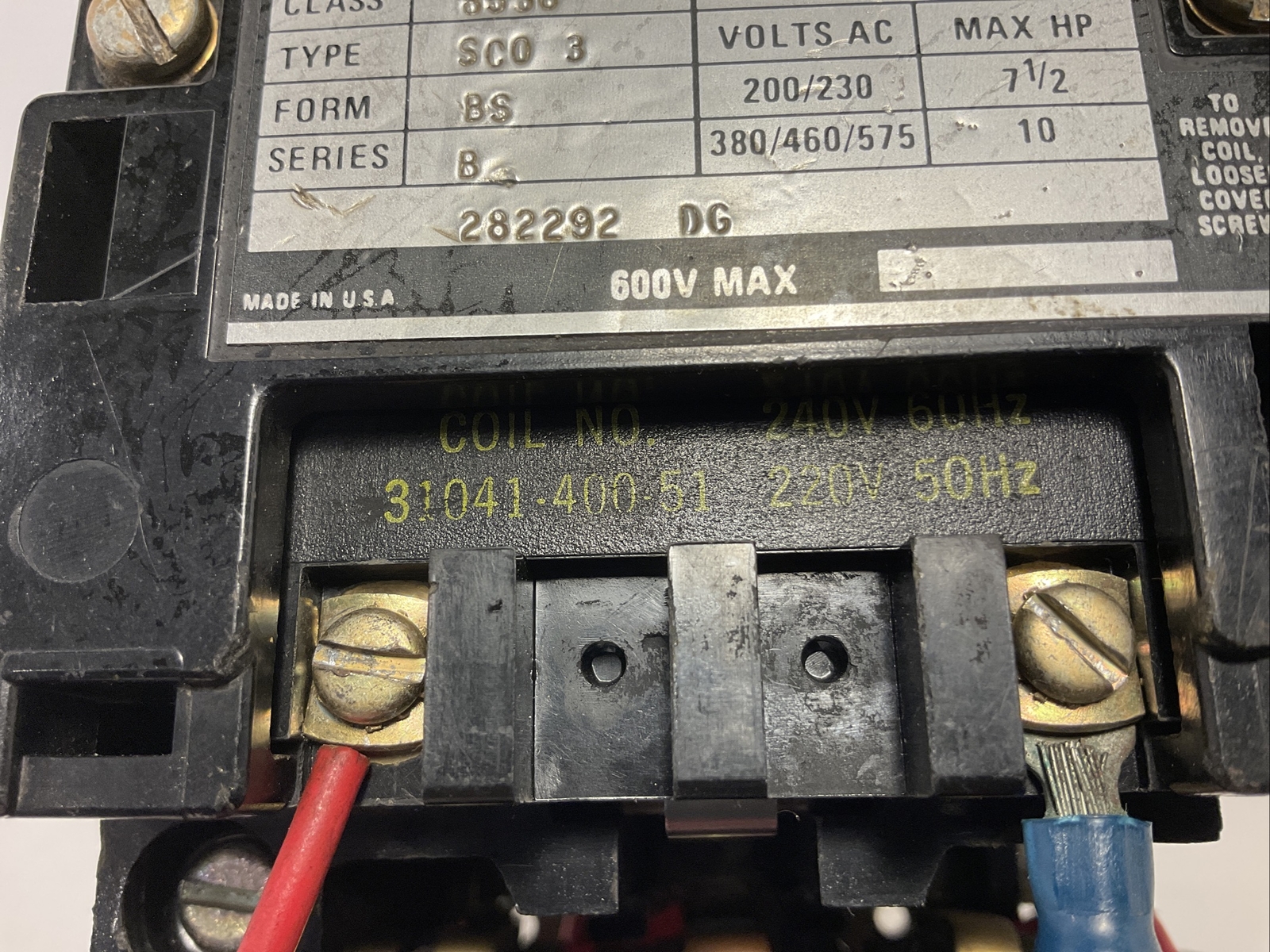 Square D Open Starter Nema Size 1 CLASS 8536 ,SCO3,SERIES B, 31041-400-51