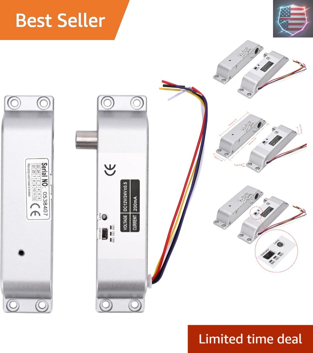 Electric Drop Bolt Lock NO Mode Fail Security DC 12V Electronic Bolt Door Loc..,