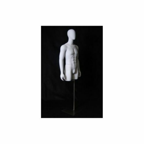 Adult Male Egg Head Matte White Mannequin Torso Display with Thighs