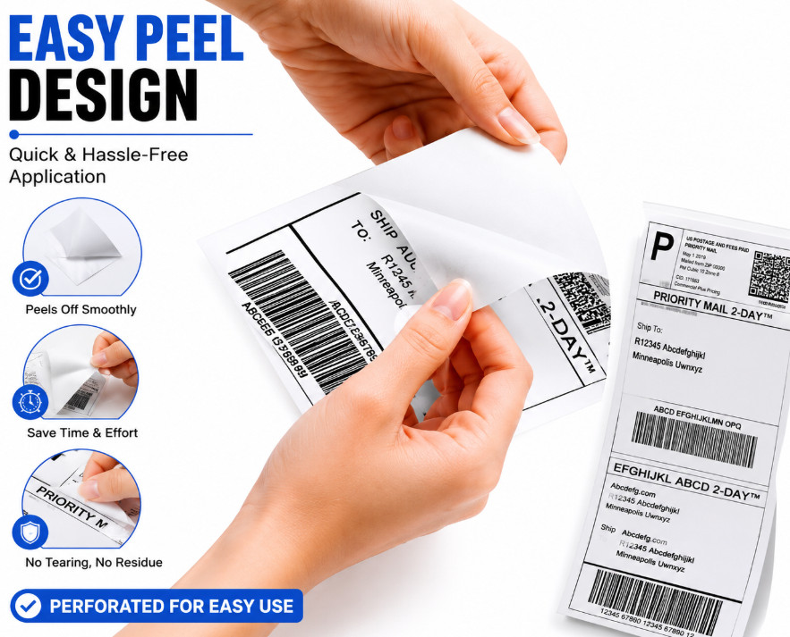 4″x6″ Fanfold Direct Thermal Shipping Labels for Zebra and Rollo Printers 500 PC