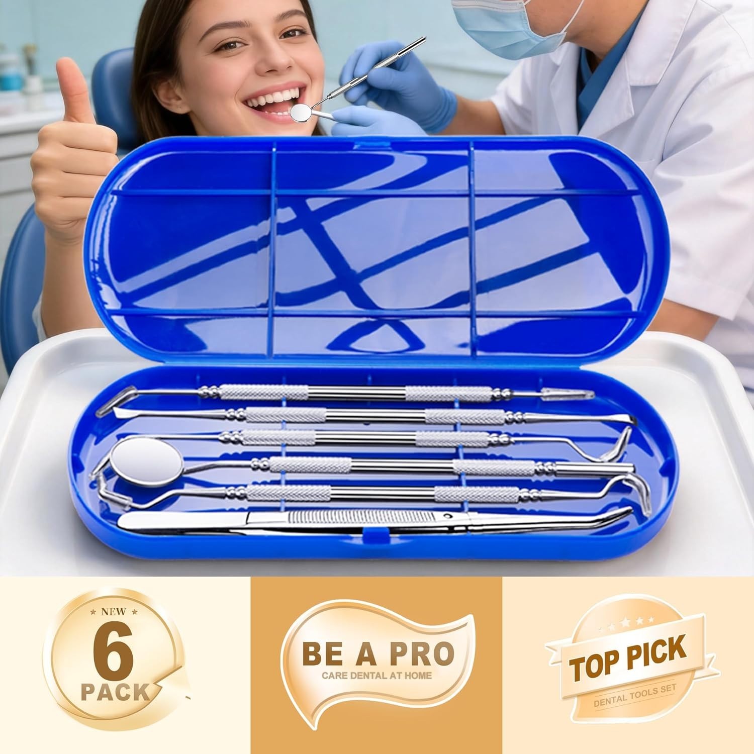 Dental Tools, Plaque Remover Teeth Cleaning Tool﻿s Kit, Stainless Steel Denta…