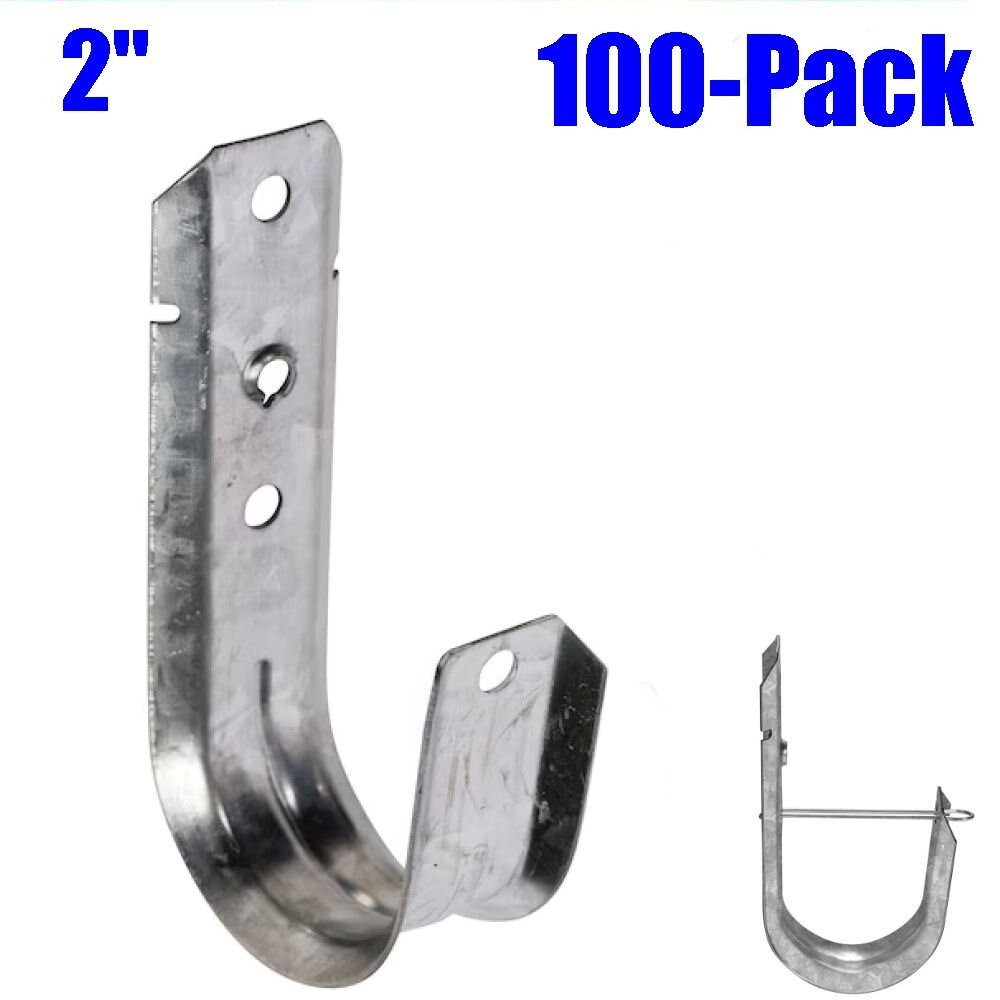 100 Pack 2″ J-Hook Wall Ceiling Mount Hanger Route Network Wires Cord Cable