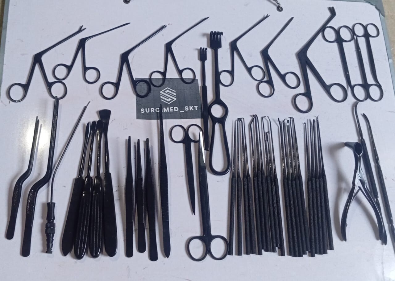Tympanoplasty Instruments Set Black Color 50 Pcs Micro Ear Surgery ENT