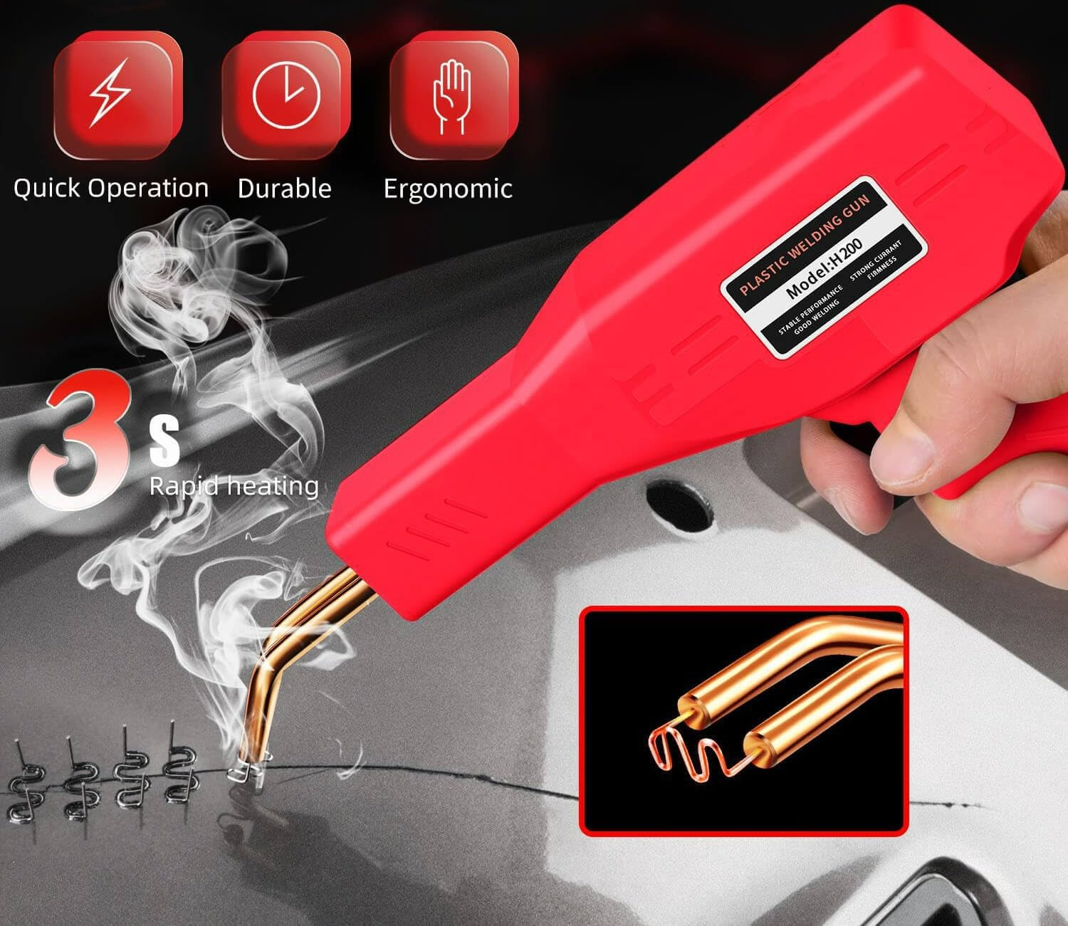 220W Plastic Welder, Multipurpose Fit, Plastic Welding Kit, Quick Plastic Repair