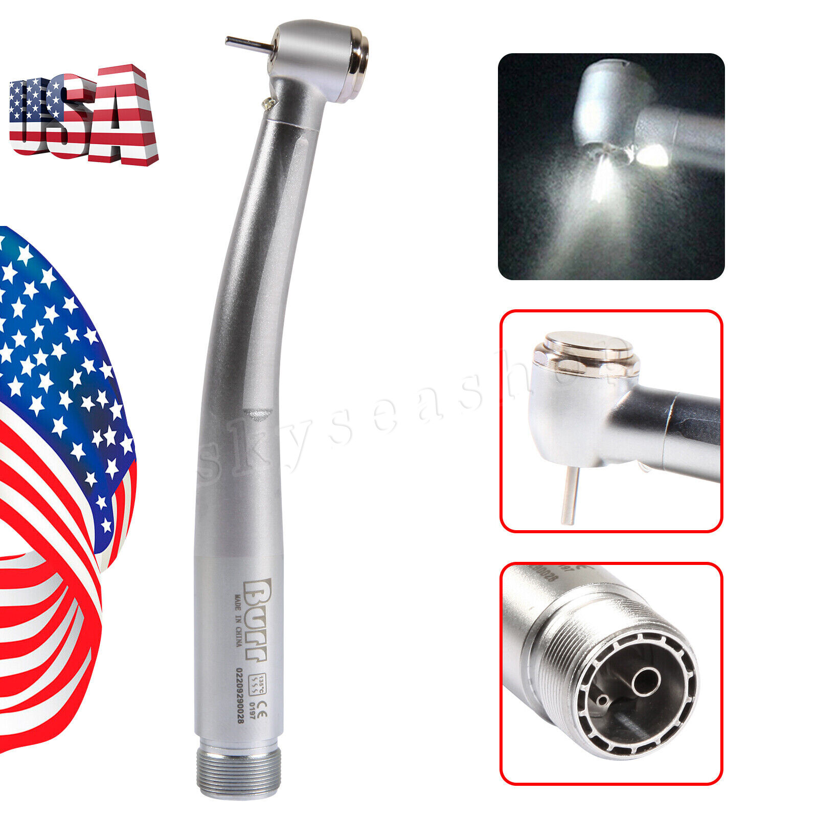 Dental Fiber Optic LED E-generator high speed handpiece Turbine 2 Holes Borden