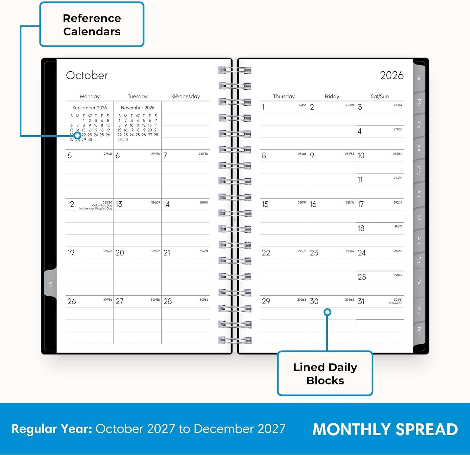 2027 15-Month Weekly and Monthly Mini Planner Calendar, Includes October 2026 –