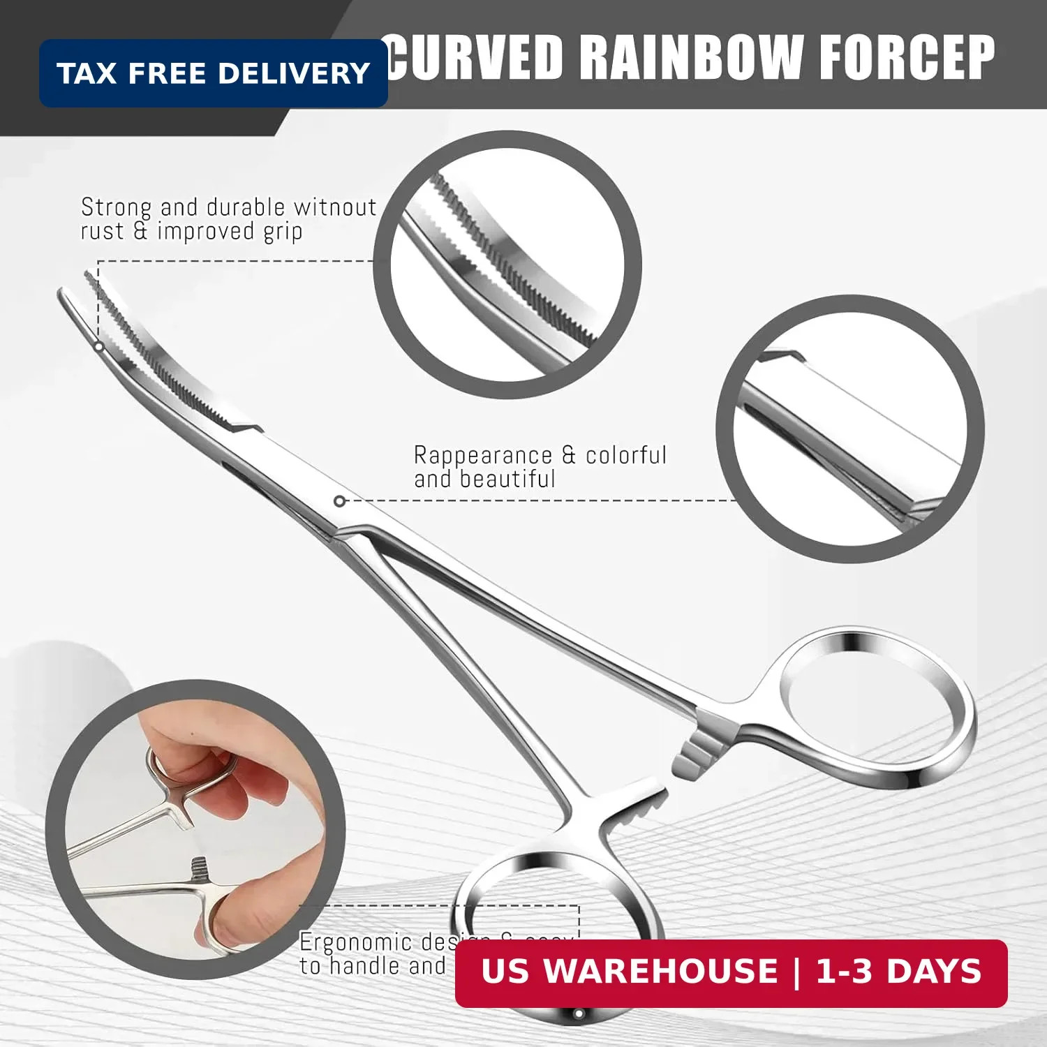 BBTO Hemostat Curved and Straight Hemostat Forceps Piercing Pliers Forceps, Stai
