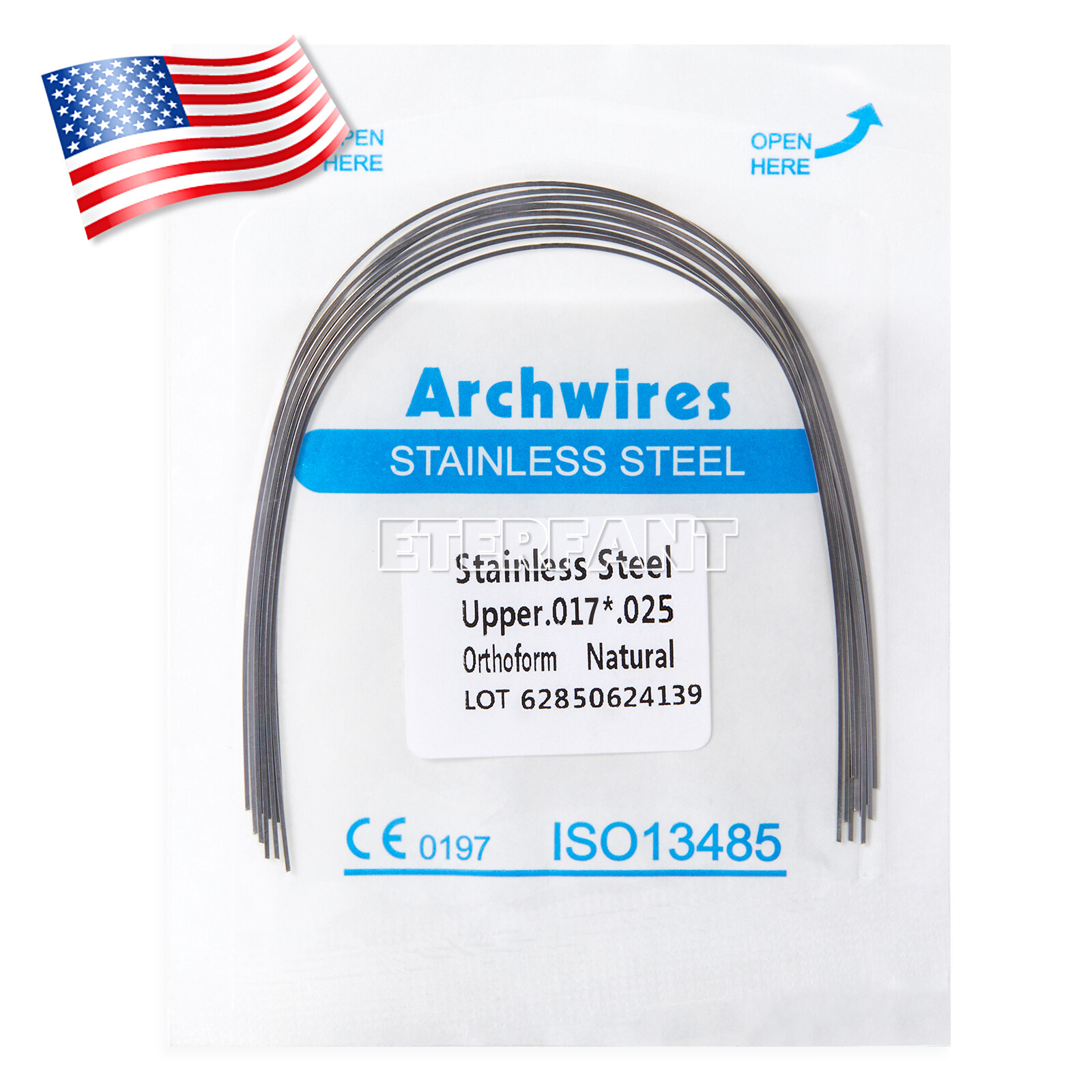 ETERFANT Dental Ortho Arch Wires Super Elastic NITI/Stainless Steel 10pcs/ pack