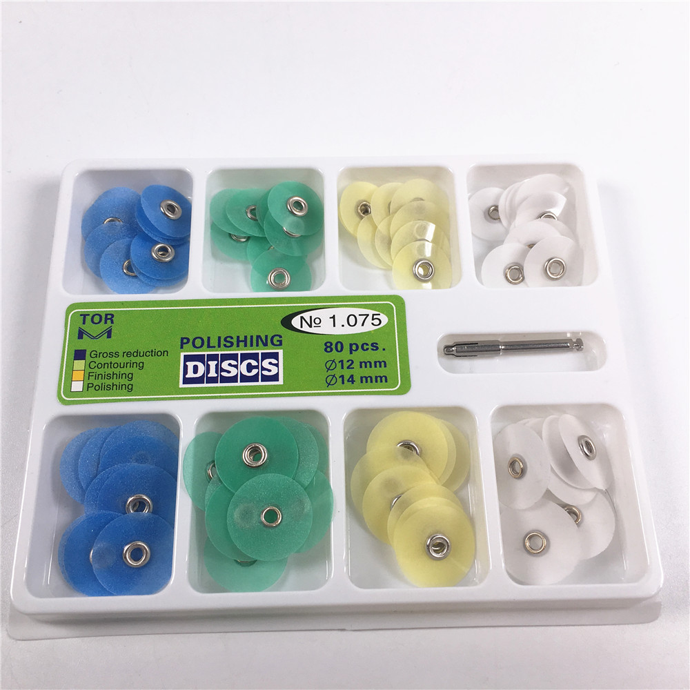 80pcs Dental Polishing Polishing Discs Universal Kit Disc Mandrel TOR No. 1.075