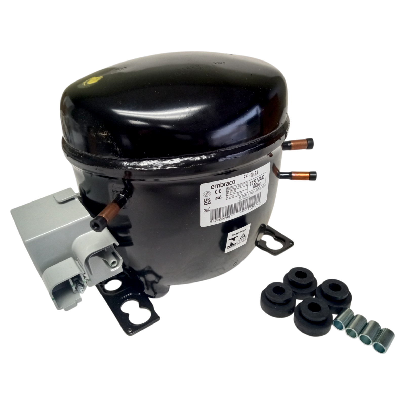 Embroco FF10HBK Refrigerator Compressor 1/4+HP L/MBP R-134a 115V