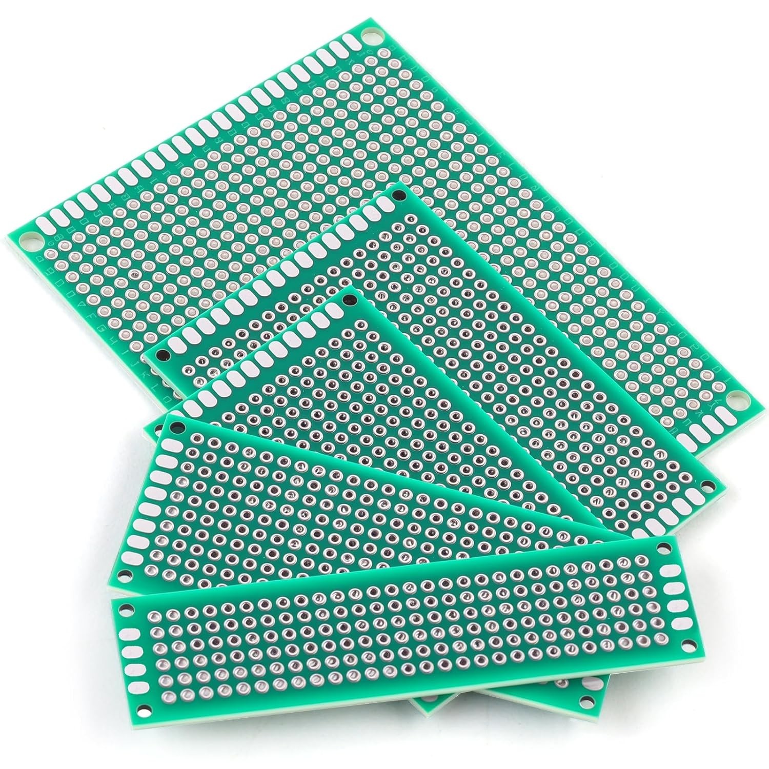 Rindion 32-Pc Double-Sided FR-4 PCB Prototype Boards 5 Sizes with Mounting Holes