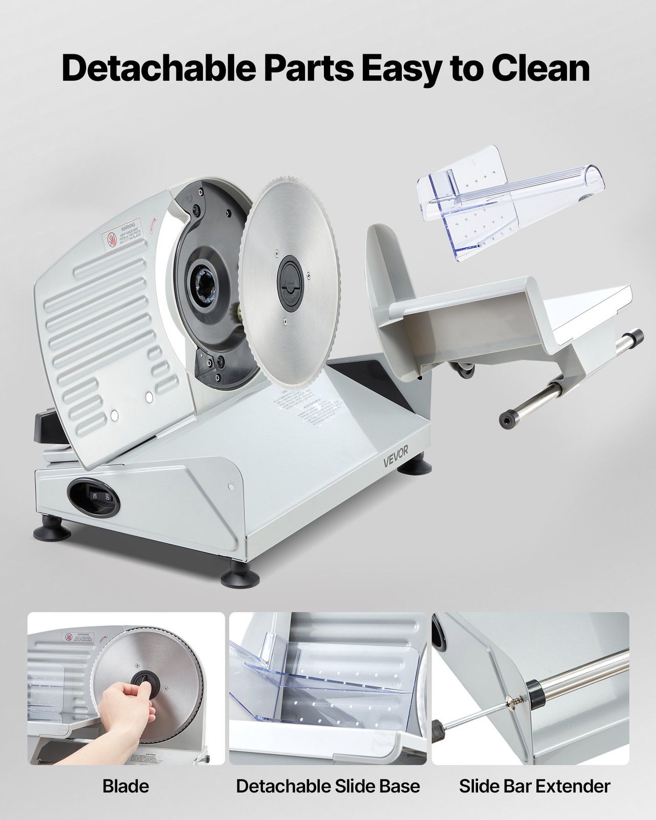 VEVOR Electric Meat Slicer with 7.5″ SUS420 Blade & 0-0.6″ Adjustable Thickness
