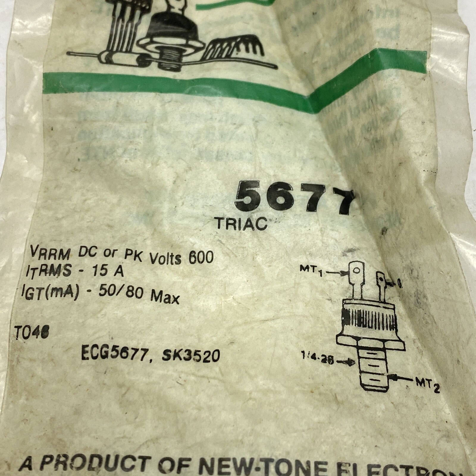 NEW NTE Thyristor Triac 600V 15A 50/80Ma Max 5677