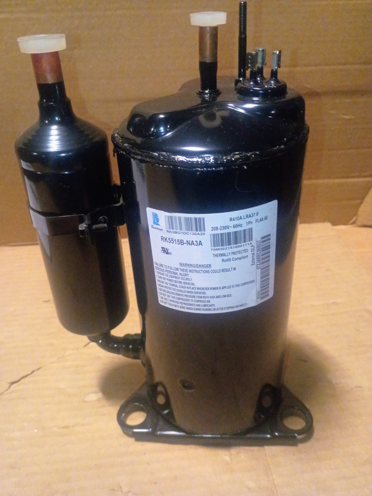 Genuine Tecumseh RK5BG1DC13A RK5515B-NA3A 1-1/4 HP R-410A Rotary Compressor 230V
