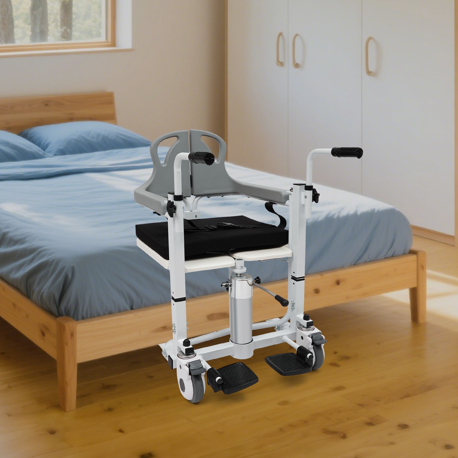 136kg/299.83lbs Patient Lift Nursing Chair Patient Hydraulic Transfer Wheelchair