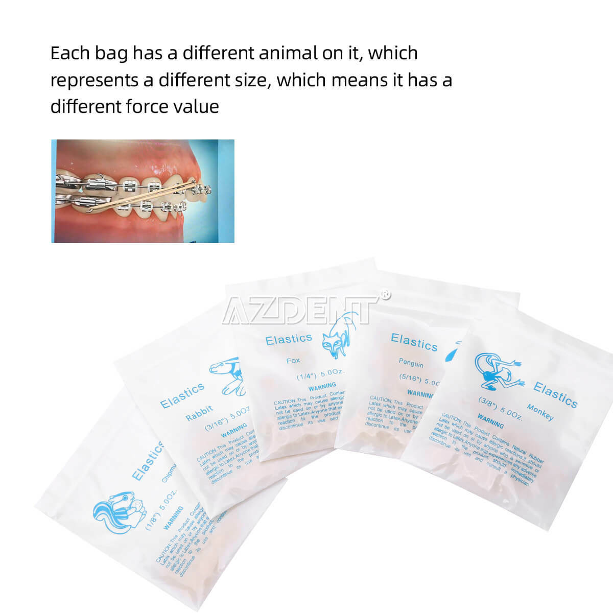 Dental Orthodontic Rubber Bands Elastics Latex Braces /Elastic Placer Hooks