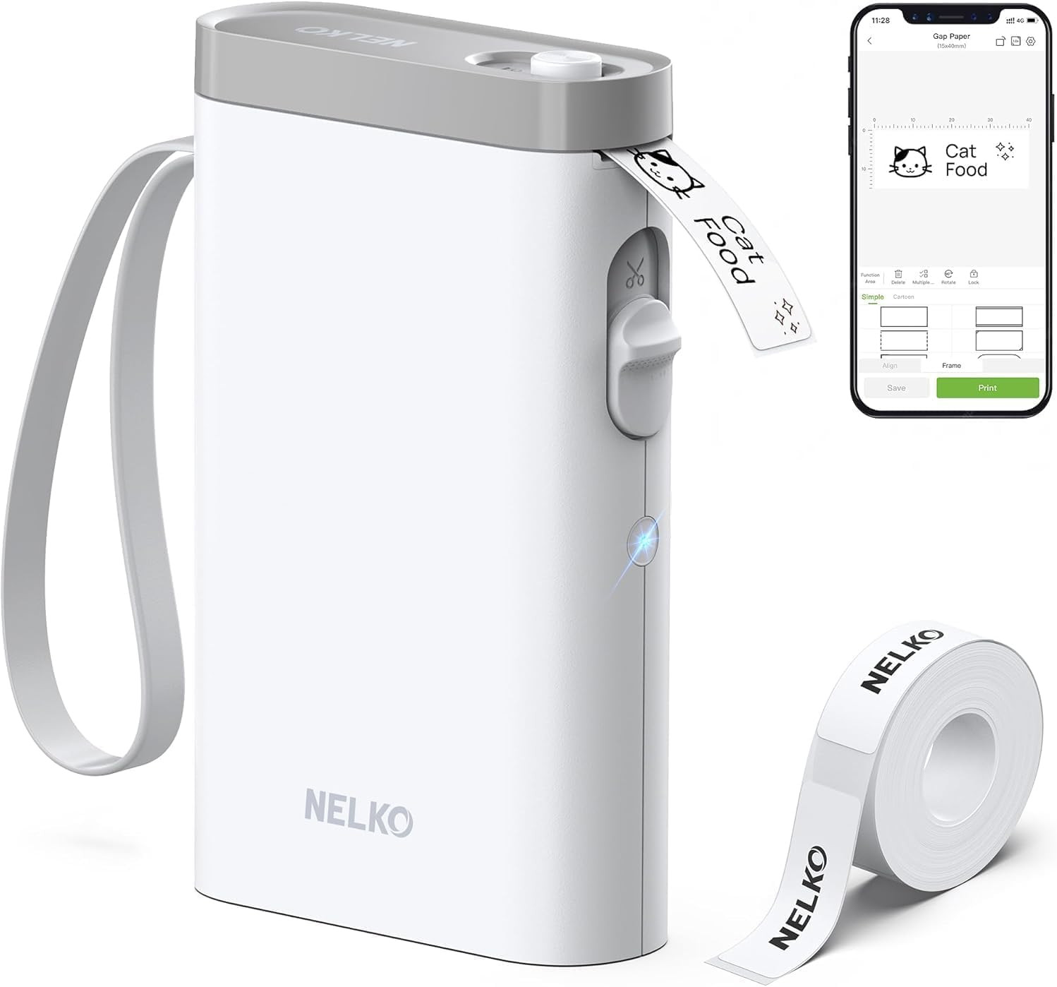 P21 Label Maker Machine with Tape, Bluetooth Label Printer, White | Creative App