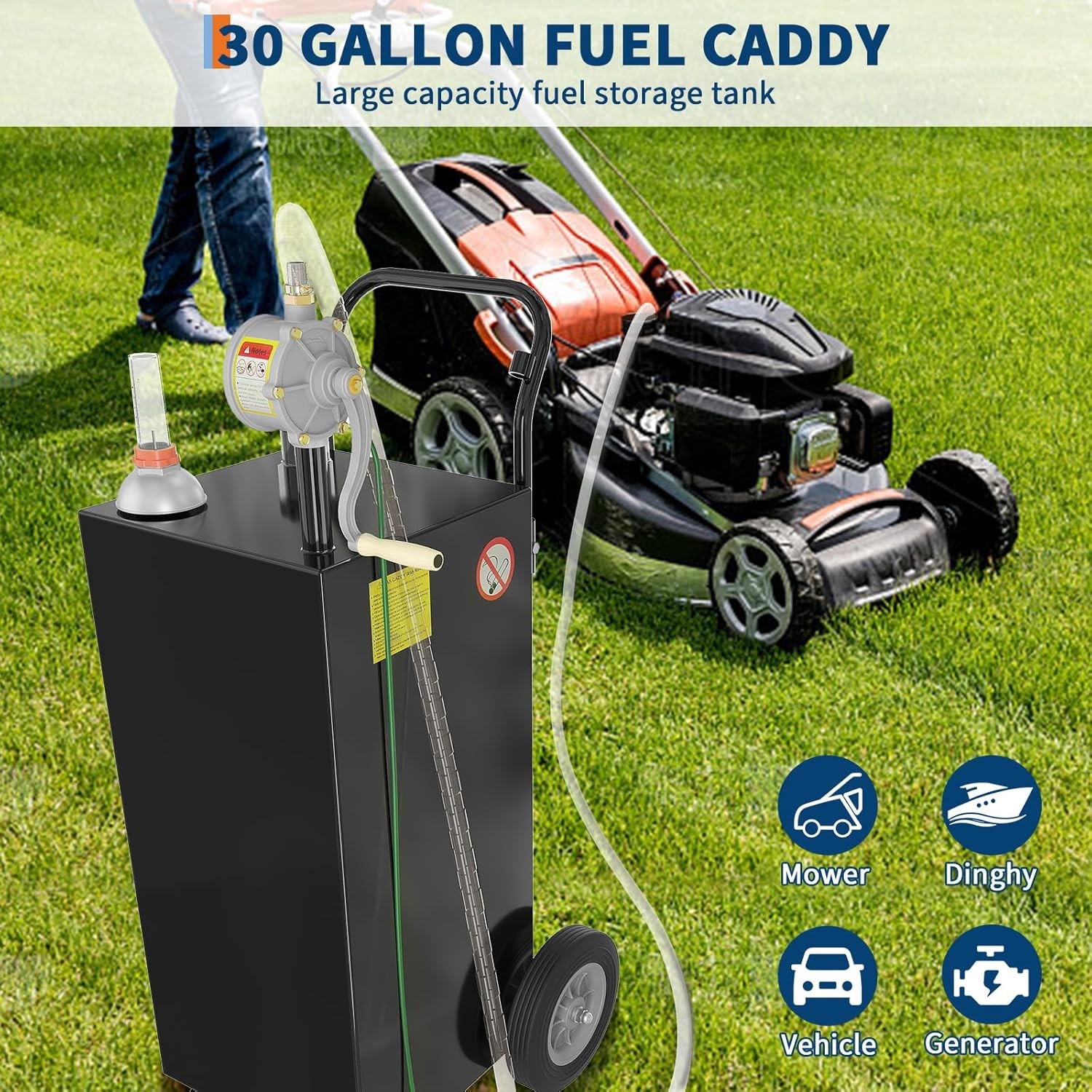 30 Gallon Fuel Caddy Fuel Storage Tank, Gasoline Diesel Fuel Container with Pump