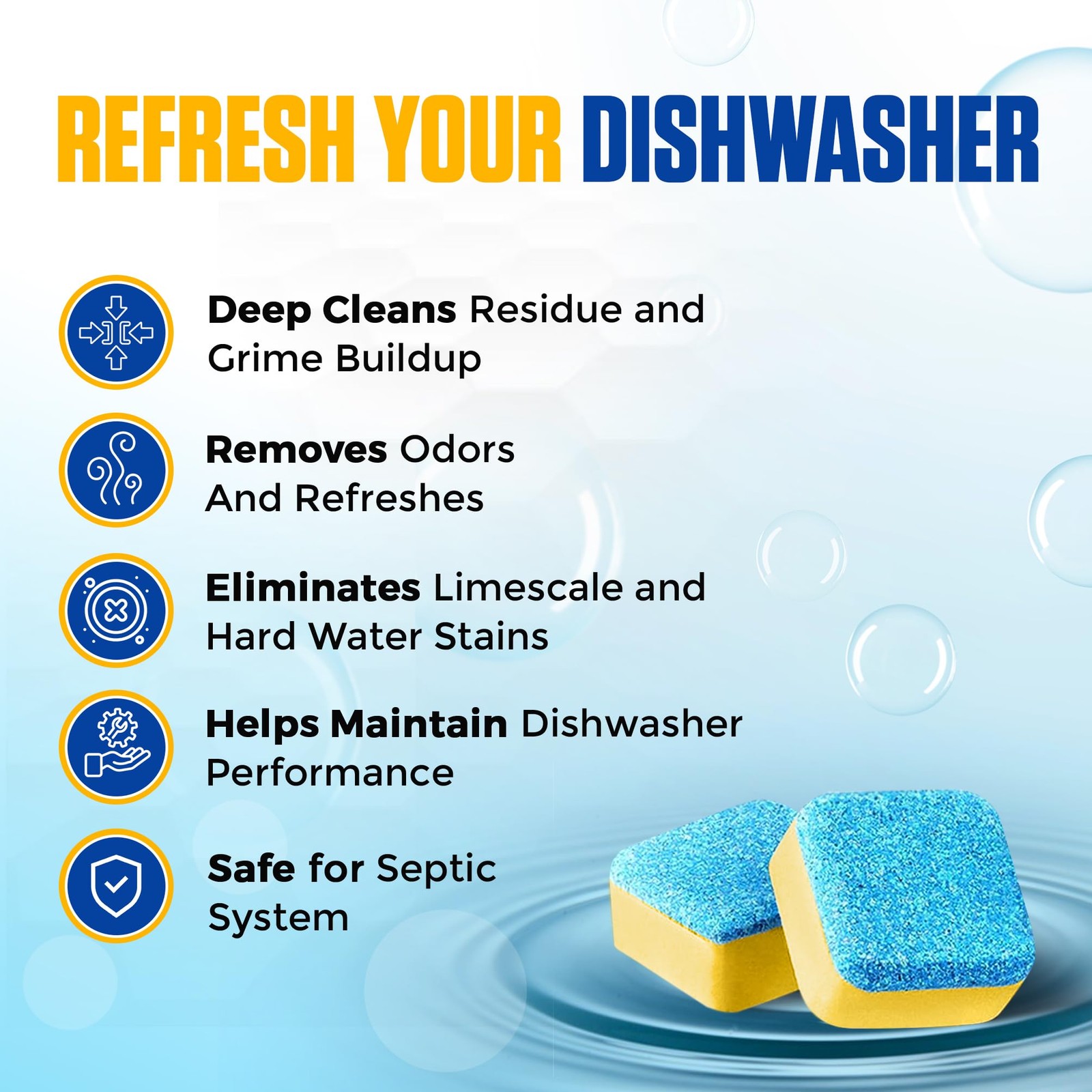 Bastion Dishwasher Cleaner Tablets, Lemon Scent, 3-Month Supply (6 Pods),…