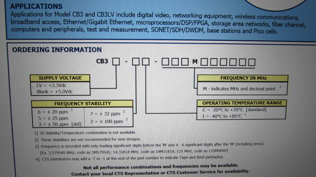 CB3LV-3L-18M43200 / 960-0009-0020DT CTS Corp XTAL OSC XO 18.4320MHZ HCMOS TTL 10