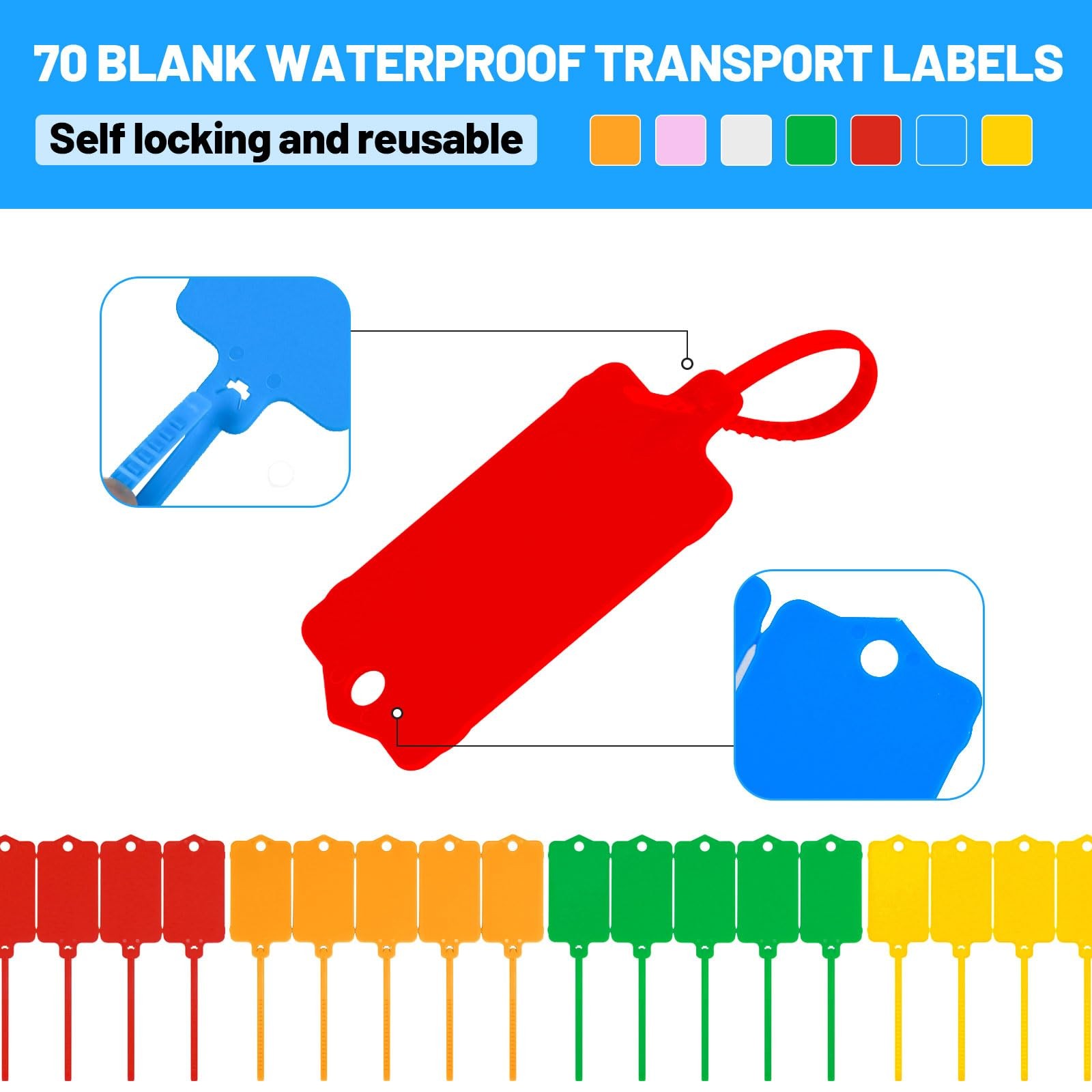 70PCS Plastic Shipping Tags1.46″ x 2.48″ Waterproof Labels Writable Hanging Tags