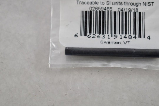 NEW Vermont Gage 911219000 Class ZZ Black Guard 0.190 Inch Minus Pin Gage