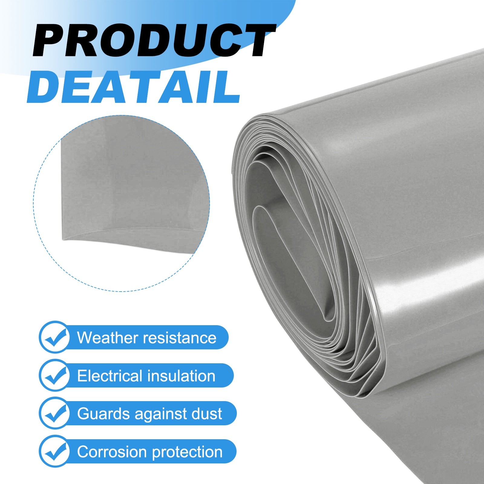 Heat Shrink Wrap Tube 150mm/5.9″ Flat Width 9.9ft Length Battery Wrap Silver
