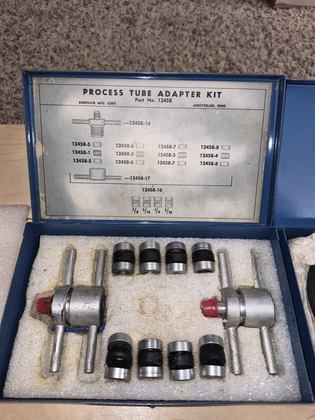 Vintage Robinair 11692 Gauge And Process Tube Adapter Kit 12458