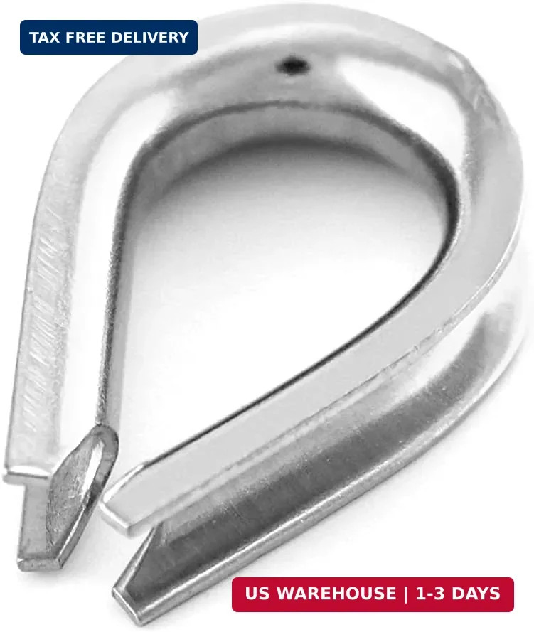 YAMASO 50pcs 1/8″ M3 Stainless Steel Thimble for Diameter Wire Rope Cable Thimbl