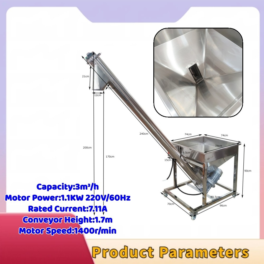 220V Screw Type Automatic Feeding Machine Movable Industrial Auger Conveyor