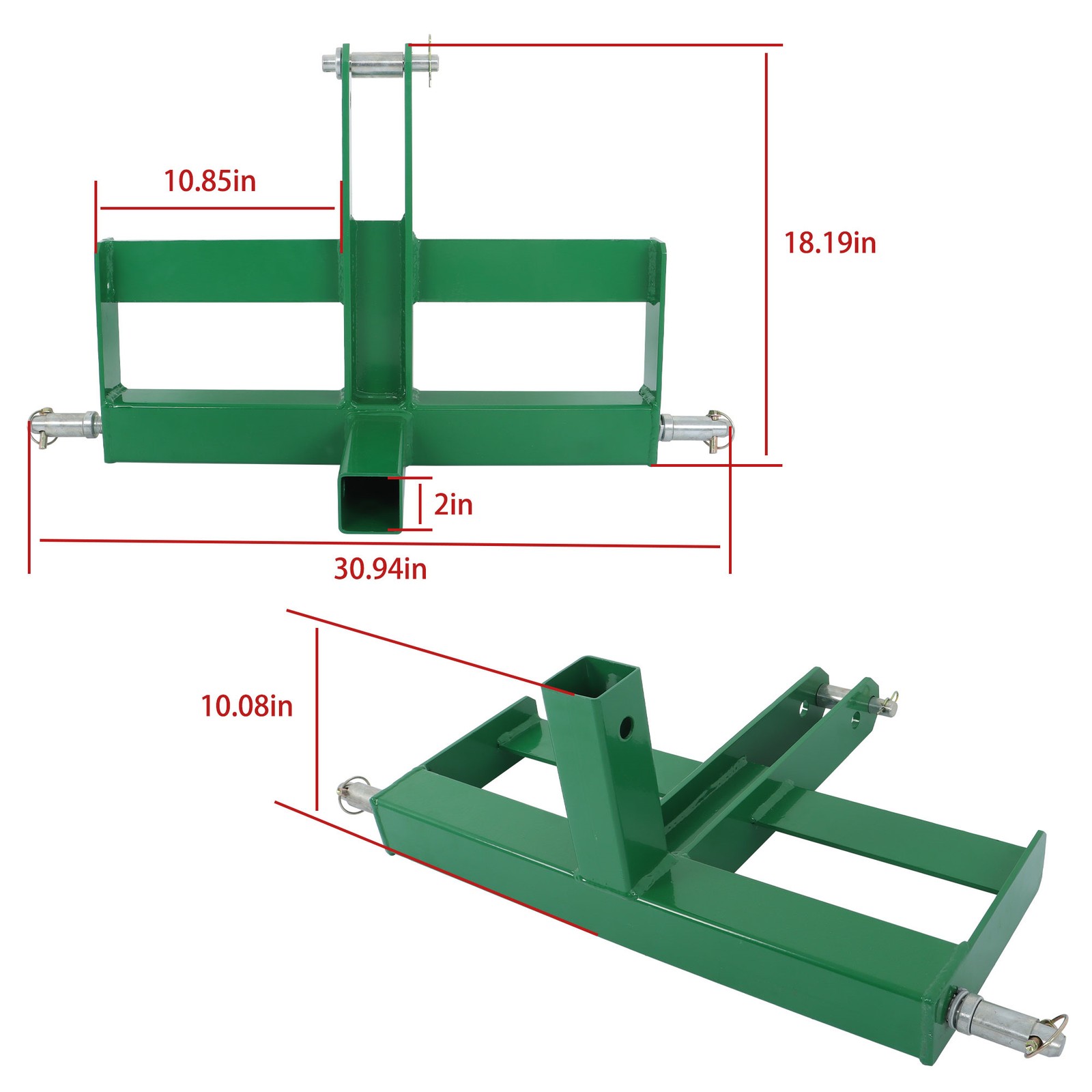 3 Point 2″ Receiver Hitch Drawbar Tractor For CAT 1 W/Suitcase Weight Brackets