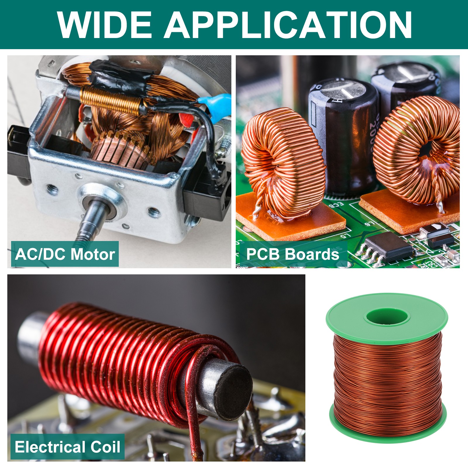 30 AWG Magnet Wire, 1 lb Magnetic Coil Wire, 180C(356F)