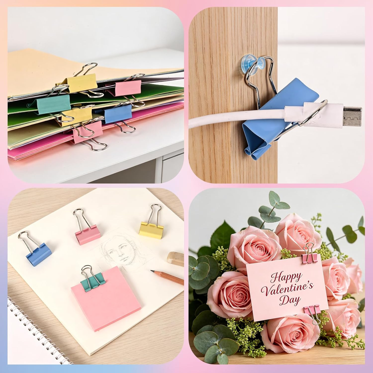 180Pcs Colorful Binder Clips Assorted Size, Metal Paper Clips for Daily Use