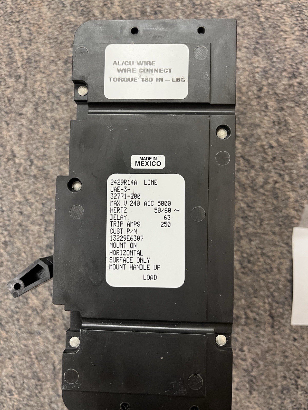 Airpax/Sensata Circuit Breaker 200A 3-Pole P/N JAE-3-32771-200