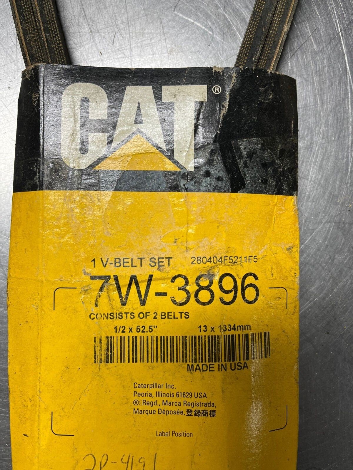7W3896 Genuine OEM CAT BELT SET Qty 2 Belts 2P-4191 Caterpillar 7W-3896