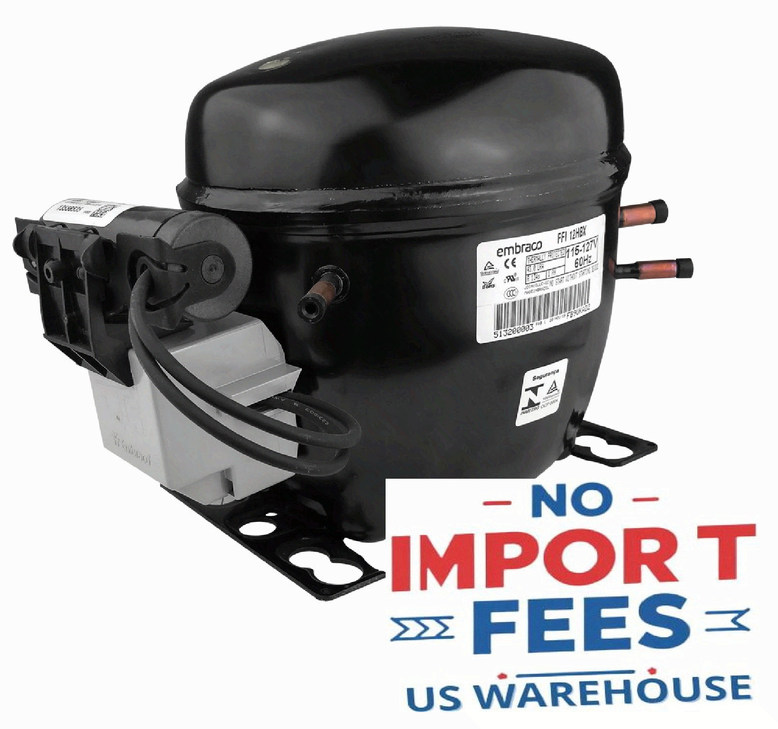 Embraco Ffi12hbx1 Refrigeration Compressor R134A High Efficiency Compressor 115V