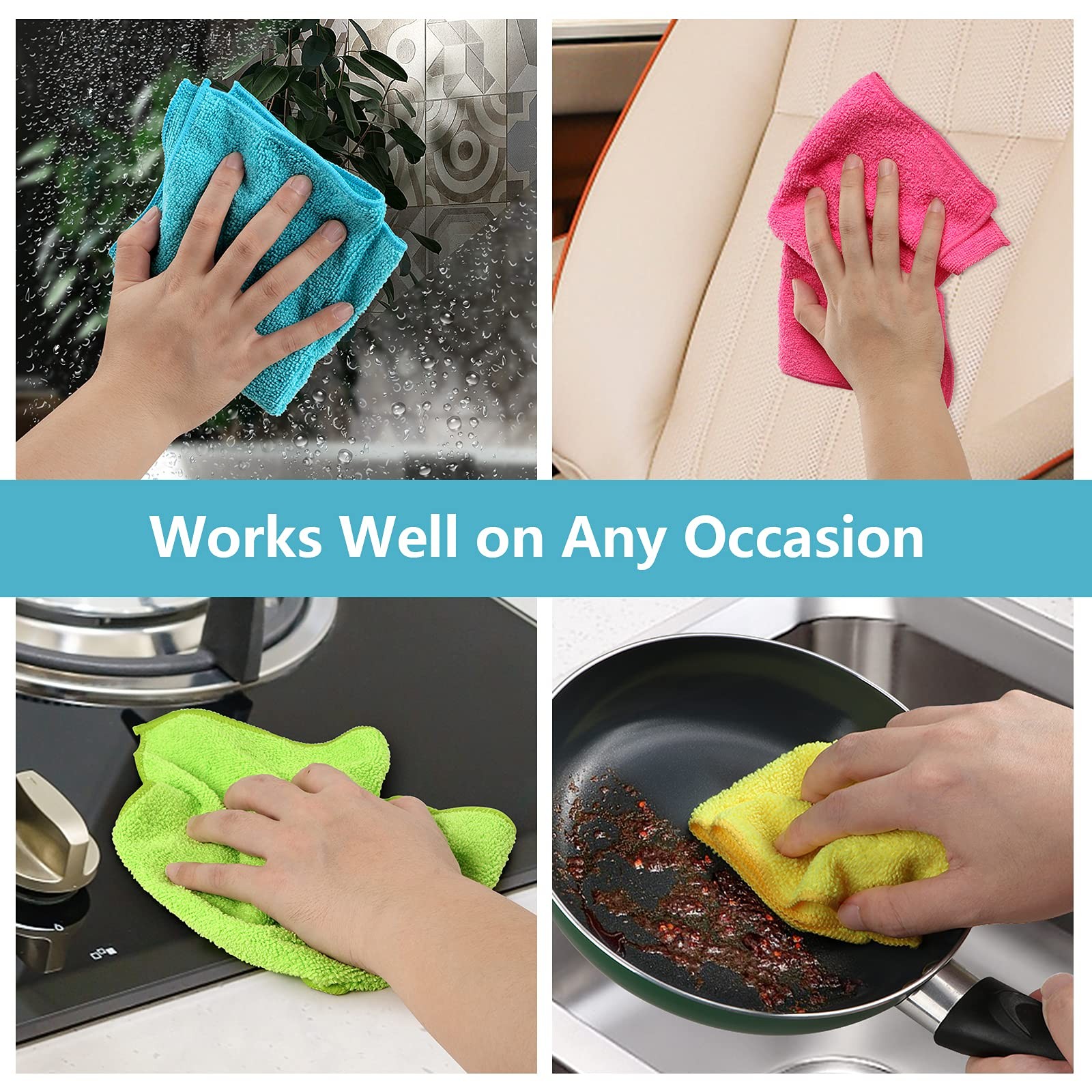 HOMEXCEL Microfiber Cleaning Cloth12 Pack Cleaning Rags Cleaning Towels with …