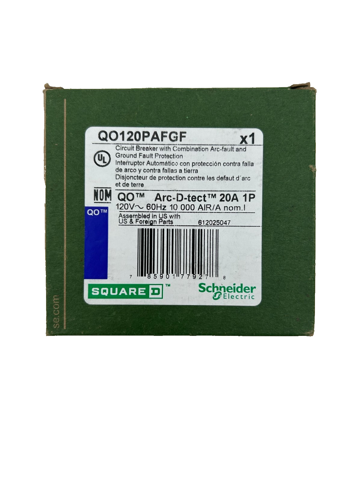 New Square D QO120PAFGF Circuit Breaker AF/GF 20A 1-Pole 120V – Lot of 10