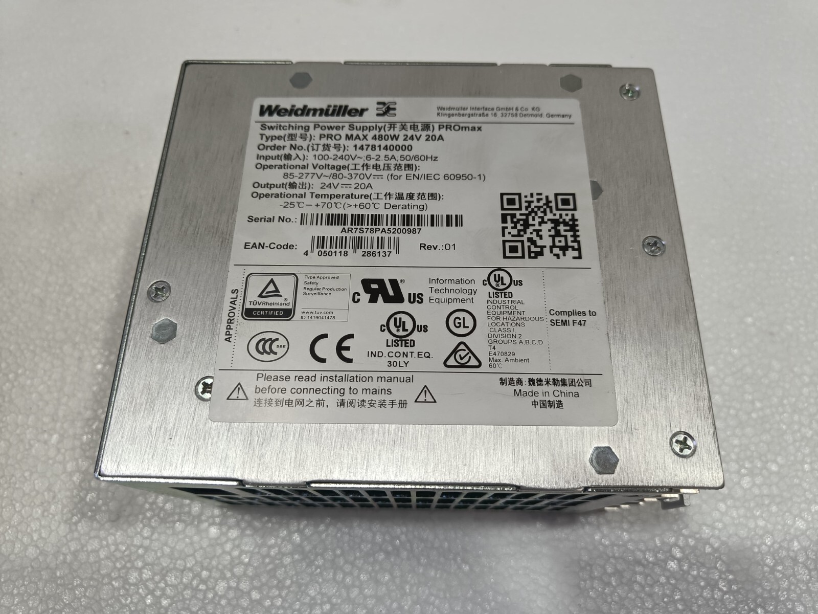 1478140000 24V 480W 20A Weidmuller MAX PRO Power Supply NEW New power 1pcs