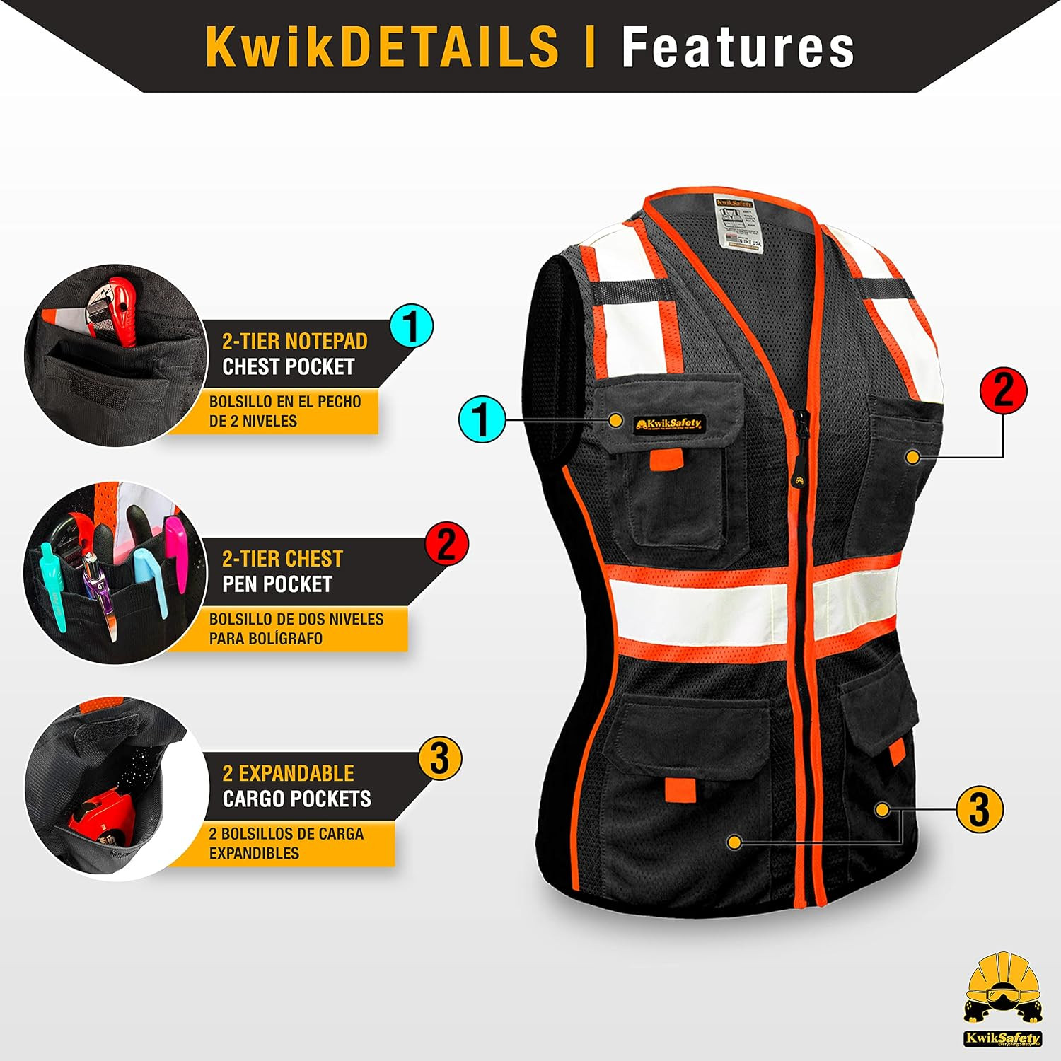 Multi-Color Safety Vest for Women ANSI Class Unrated Hi Vis Vest