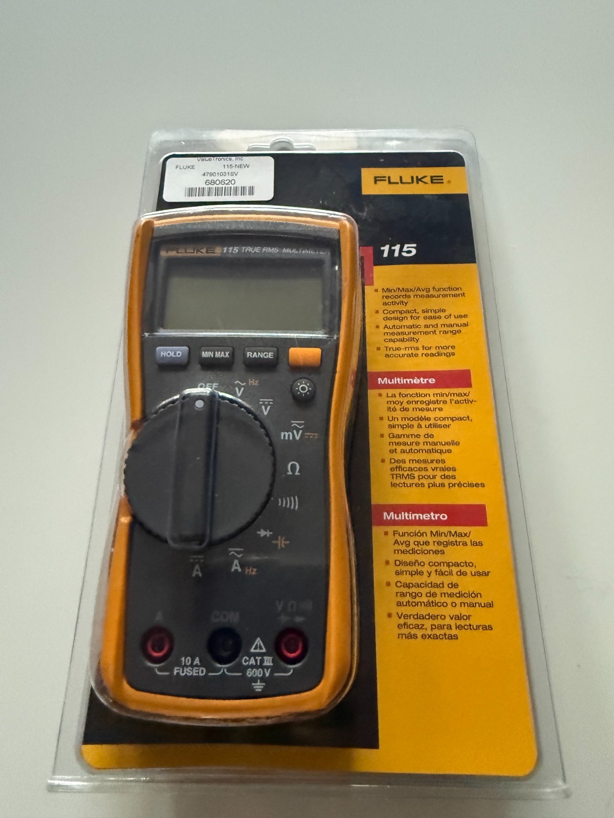 Fluke 115 True RMS Field Technicians Digital Multimeter, 600V AC/DC Voltage- NEW