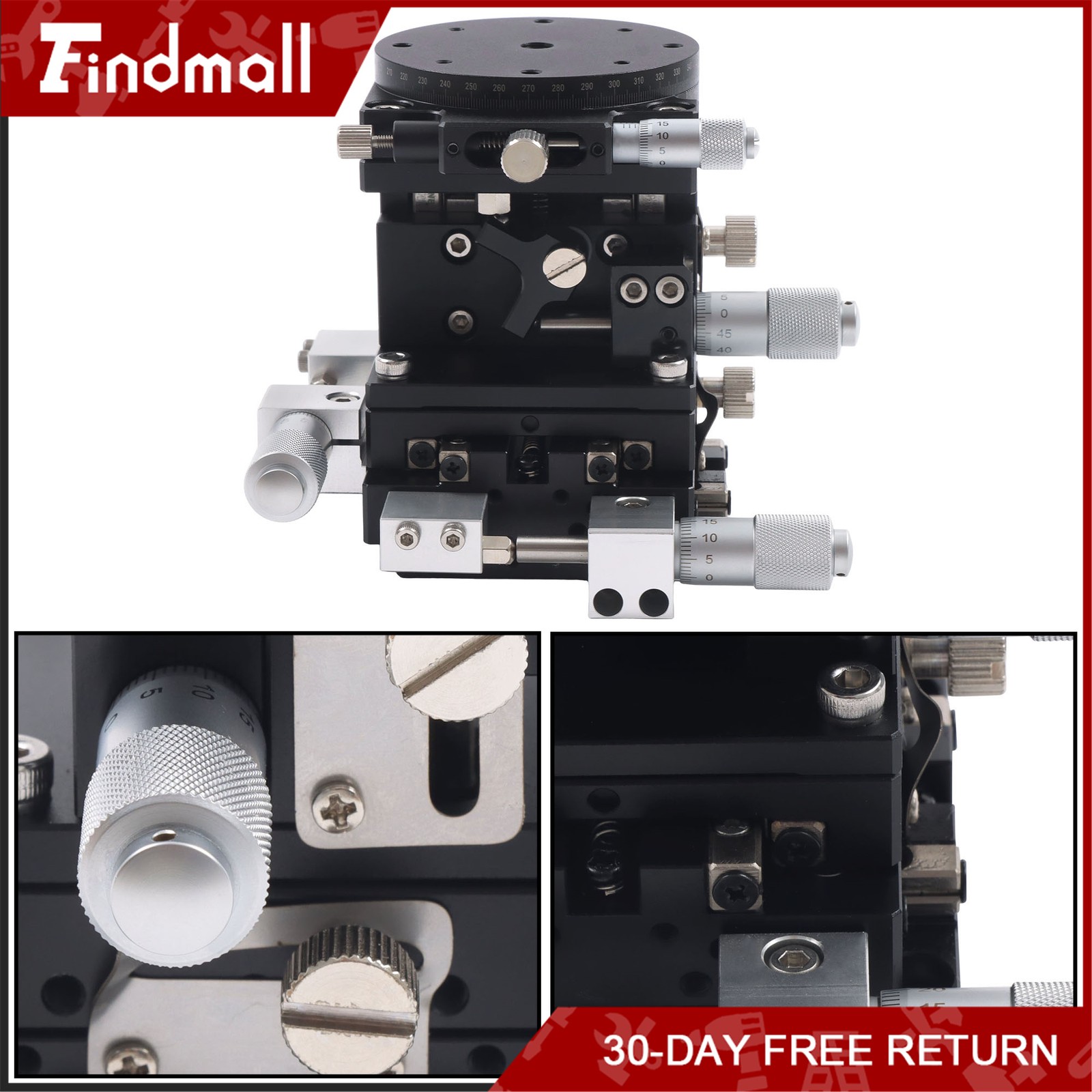 Findmall XYZR 4 Axis Manual Positioning Stage 60x60mm Tuning Sliding Table