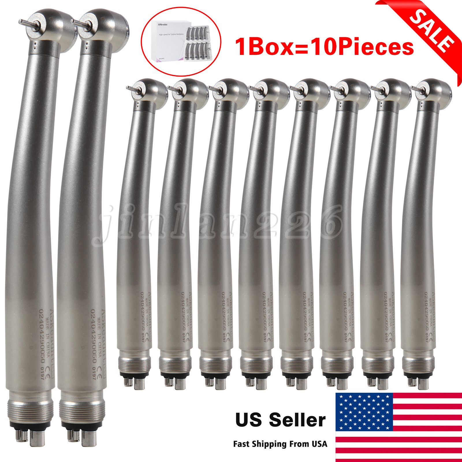 10 PCS ADA4 NSK Style Dental High Speed Handpiece Push Button 4Holes Air Turbine
