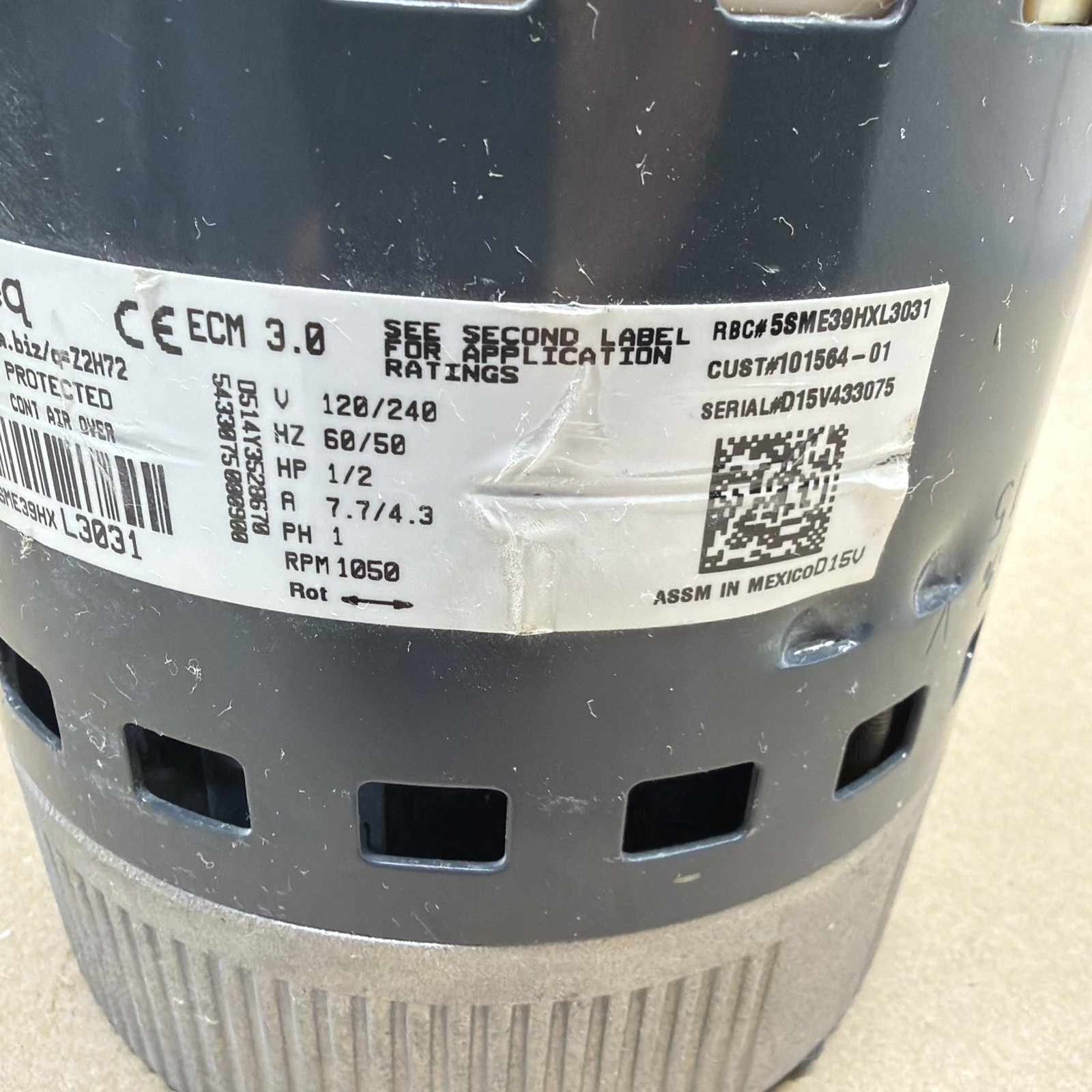 🔥 Genteq 5SME39HXL3031 ECM 3.0 Blower Motor 1/2HP 120/240V 101564-01 GC08
