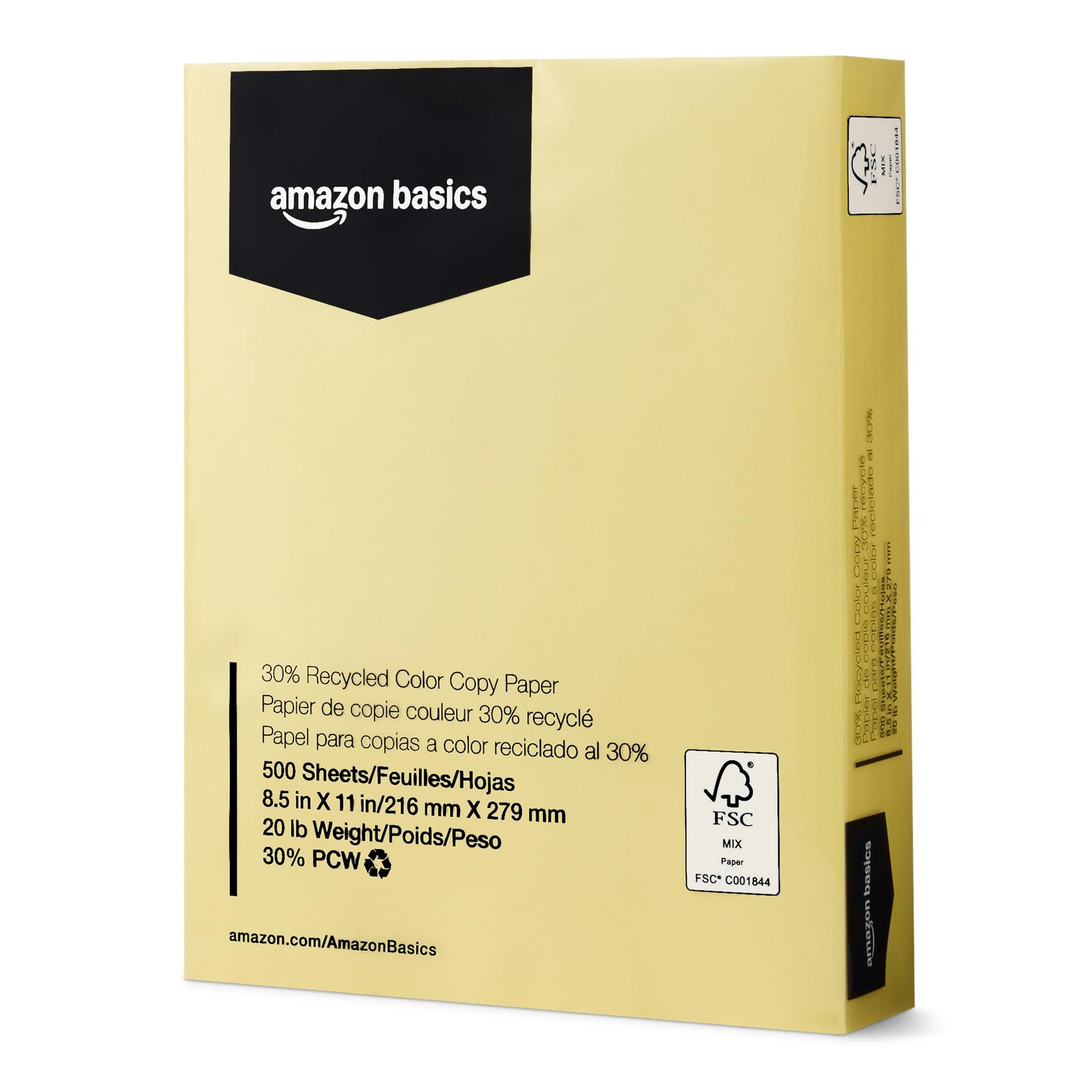 500 Sheets 8.5×11 Pastel Canary Yellow 20lb Recycled Copy Printer Paper