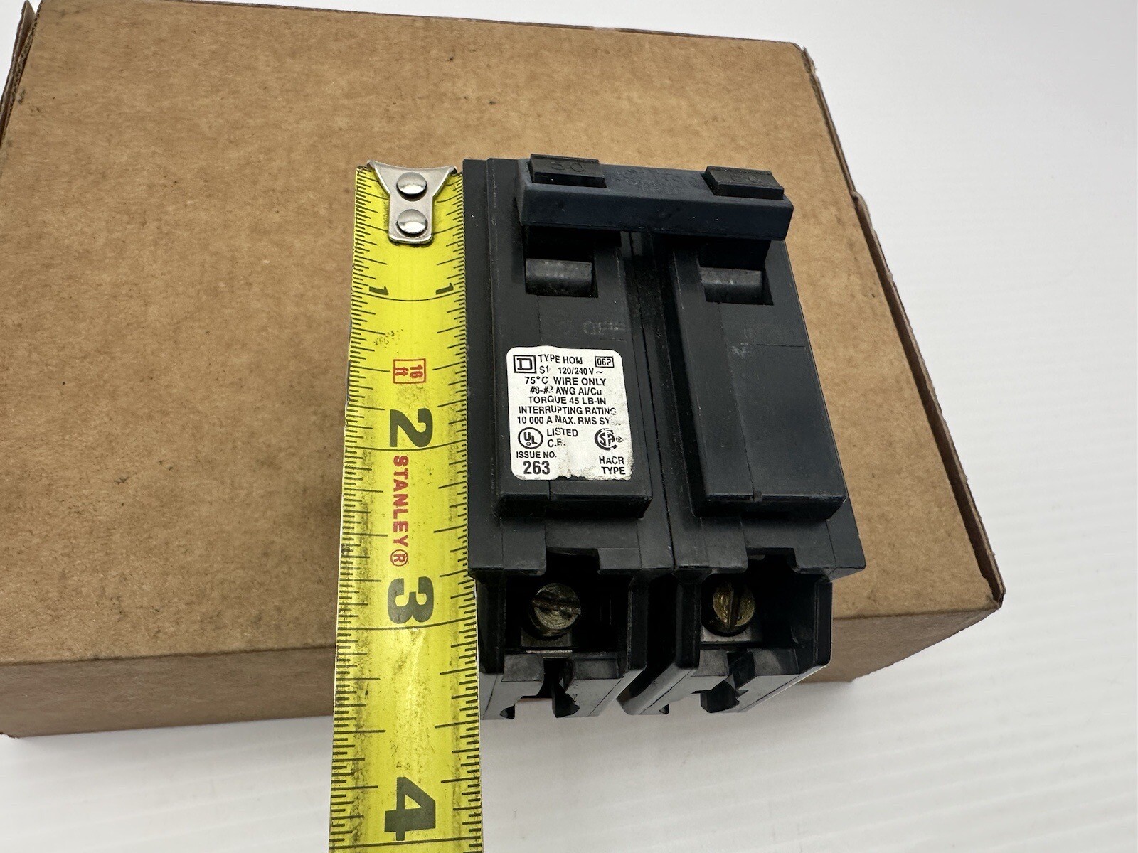 Square D HOM263 HOM 263 Plug-in Mount Circuit Breaker 50 Amp 120/240V EUC