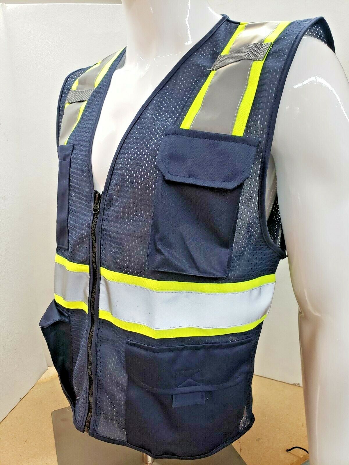 NAVY BLUE High Visibility Reflective Safety Vest (X-Small-3-XL)