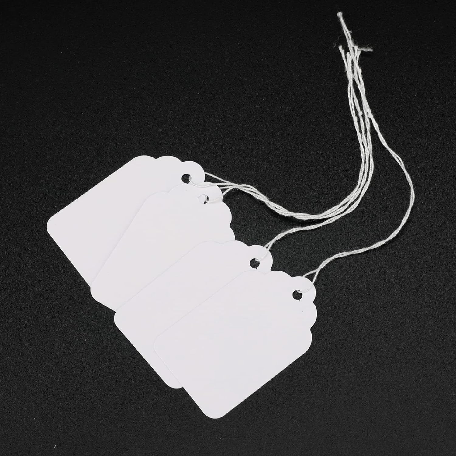 Writable Blank Hangtags with Twine – 500 Count Matte White Price Tags 1.2×1.9 in