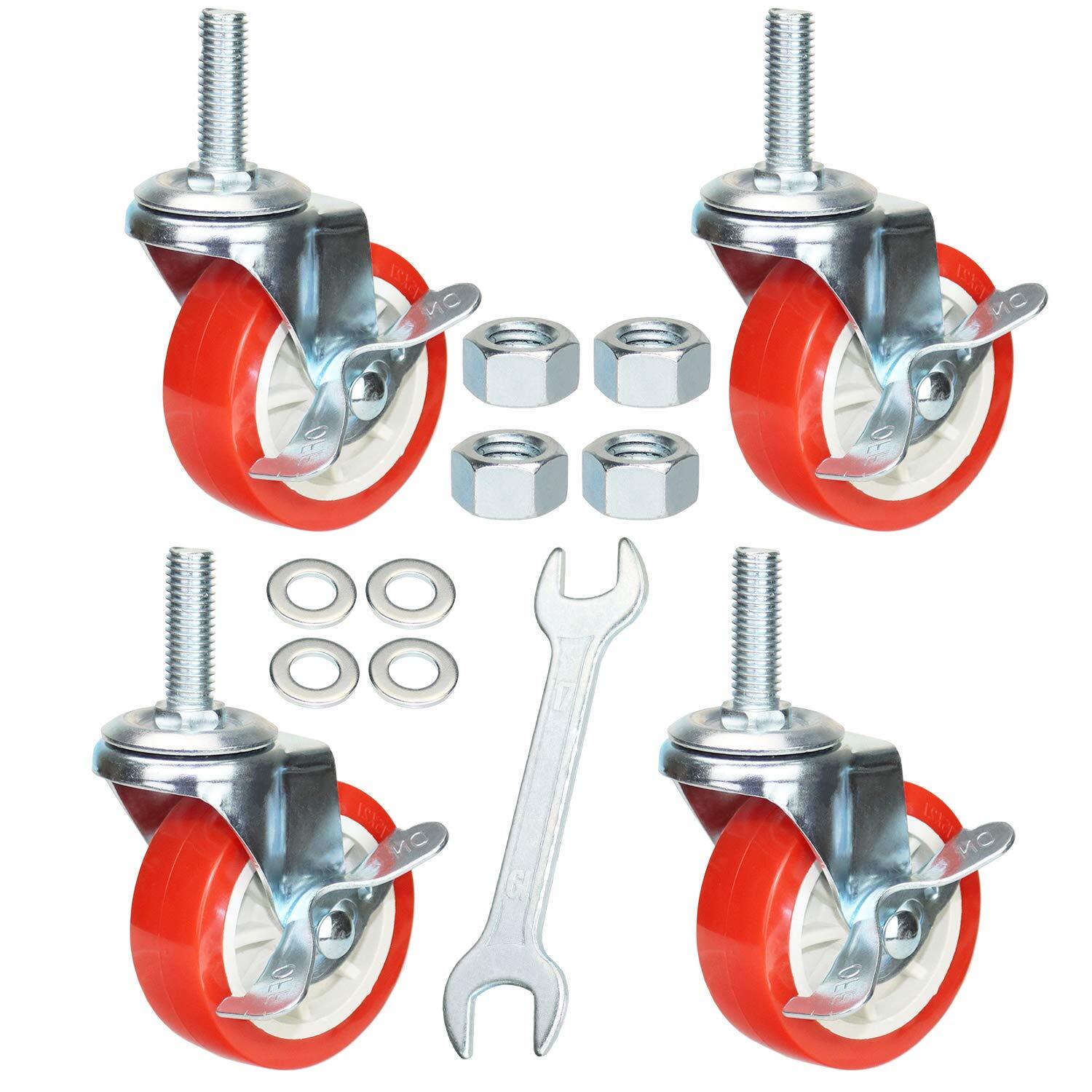3 Inch American Size Threaded Stem Swivel Caster Wheels Heavy Duty Non Marking R
