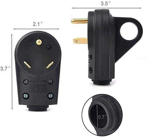 30 Amp RV Plug Male and Female Set, 2 Sets TT-30P/30R Receptacle, 125V Heavy Dut
